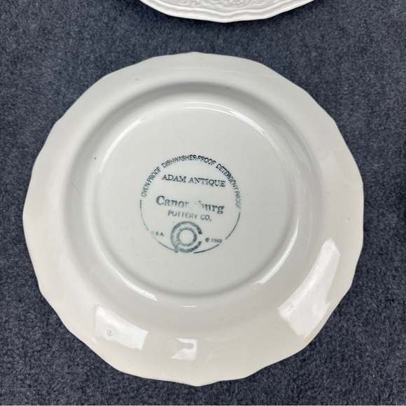 Set of 4 Adam Antique Canonsburg Pottery Candle & Red Poinsetta Salad Plates Vtg - Picture 9 of 12